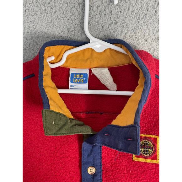 Little Levi’s Vintage Red Fleece Pullover Kids Size 6 Snap Collar Sweatshirt - Picture 10 of 14